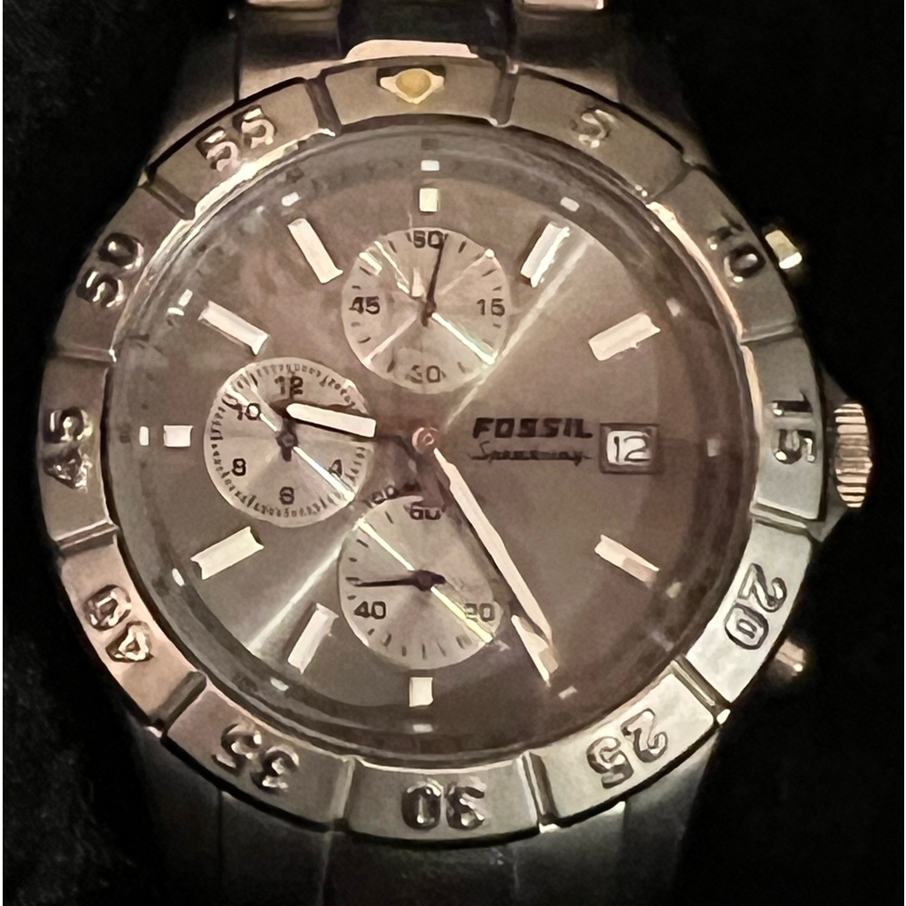 Men’s Fossil Chronograph Watch with Date Stainless Steel Blue Speedway